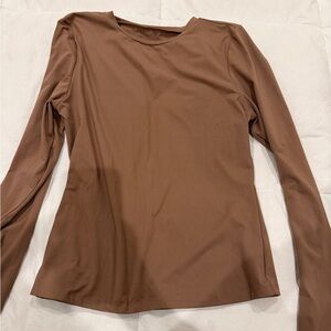 Women's Long Sleeve Crewneck Top - Brown